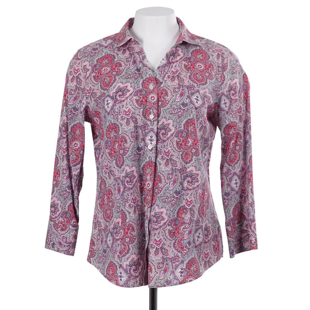 Talbots Top 8 Pink Paisley Wrinkle Resistant Cotton Blend Button Up Shirt
